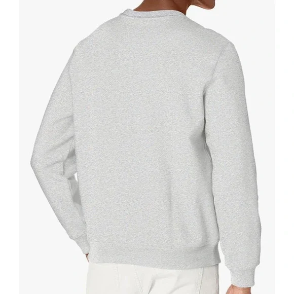 Lacoste Men's Long Sleeve Graphic Crew Neck Sweatshirt, Silver Grey Chine 4XL